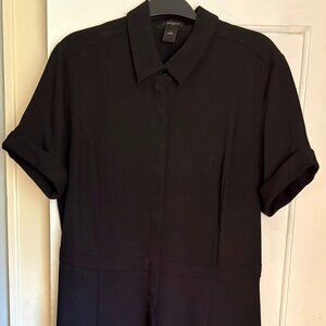 Ann Taylor Short Sleeves Flare solid Black Dress